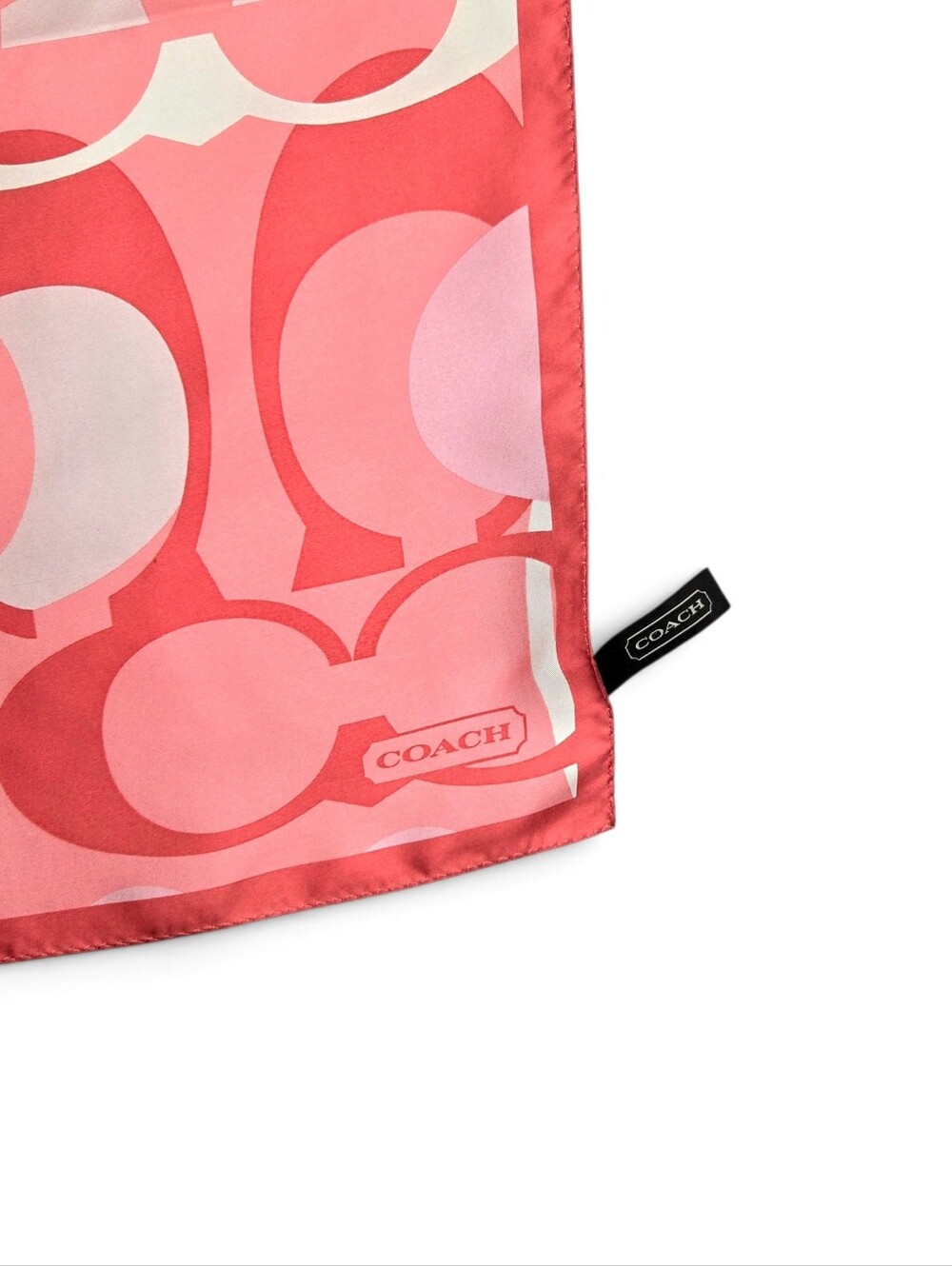 Coach Silk Scarf. Coral/pink/white.. - Picture 4 of 7